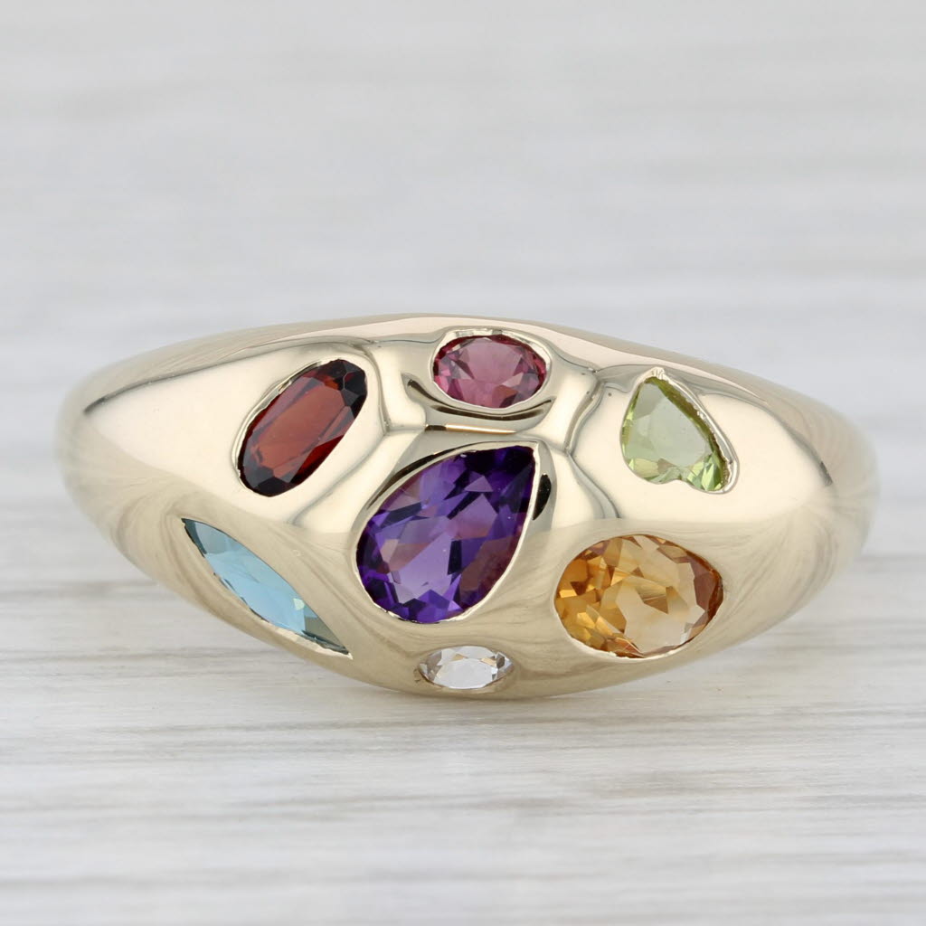 Light Gray 1.97ctw Gemstone Ring Amethyst Topaz Citrine Garnet Peridot 14k Gold Size 10.25