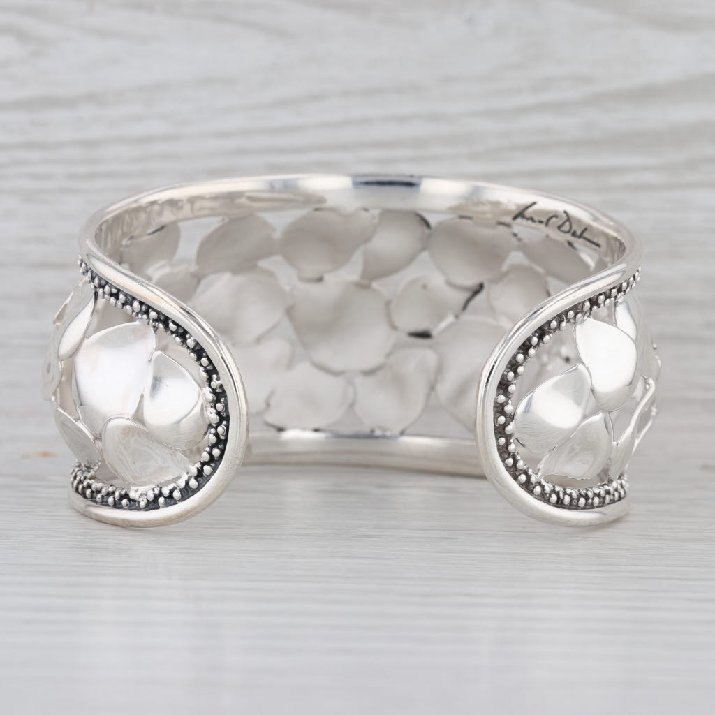 Michael Dawkins Flower Petals Cuff Bracelet Sterling Silver Statement 7.5"
