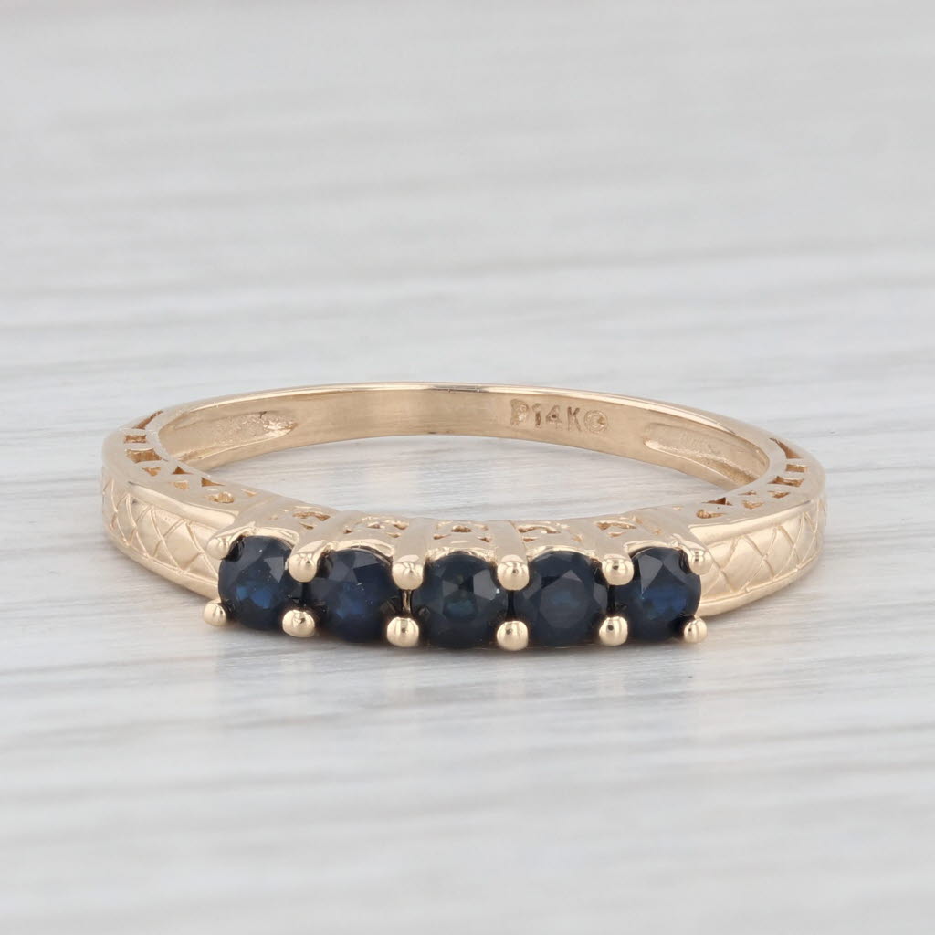 Light Gray 0.50ctw Blue Sapphire Ring 14k Yellow Gold Size 7.5 Stackable