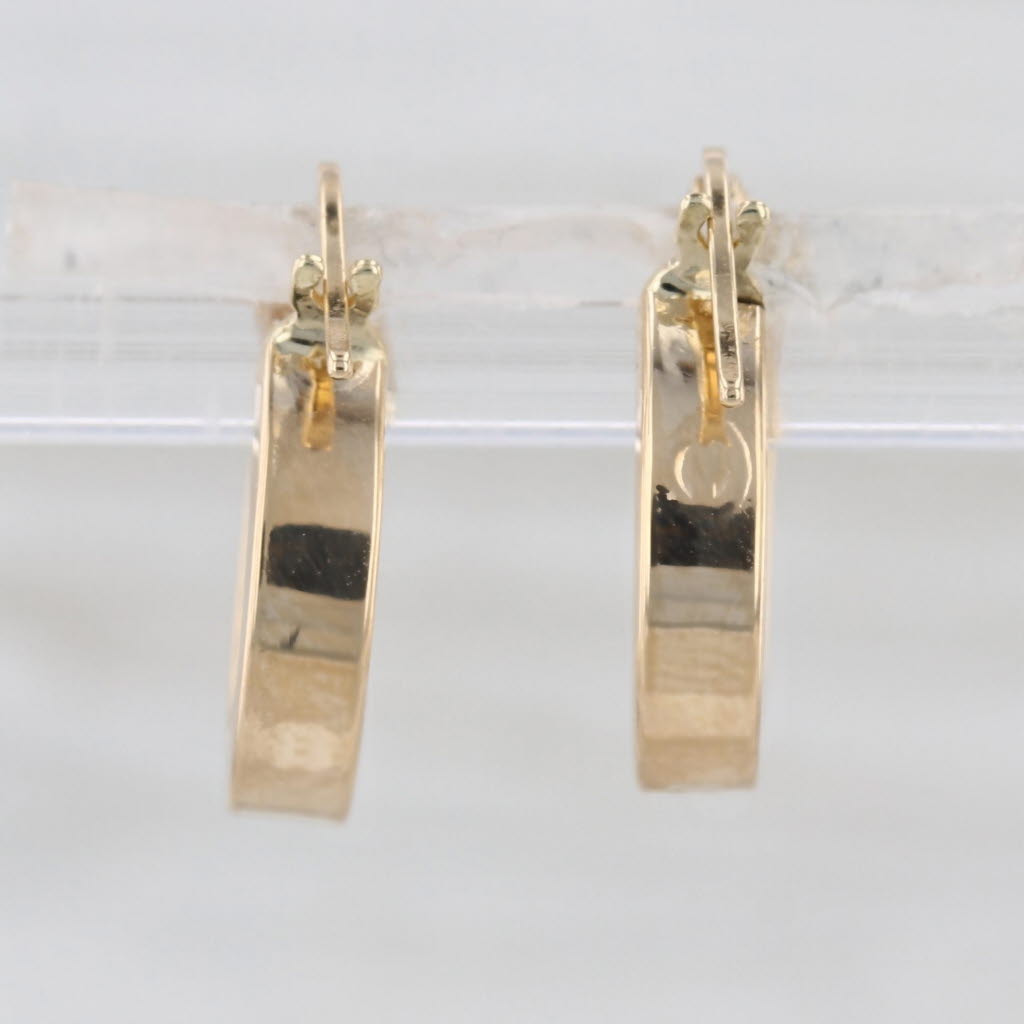 Round Hoop Earrings 18k Yellow Gold Snap Top Hoops 15 x 3.1 mm