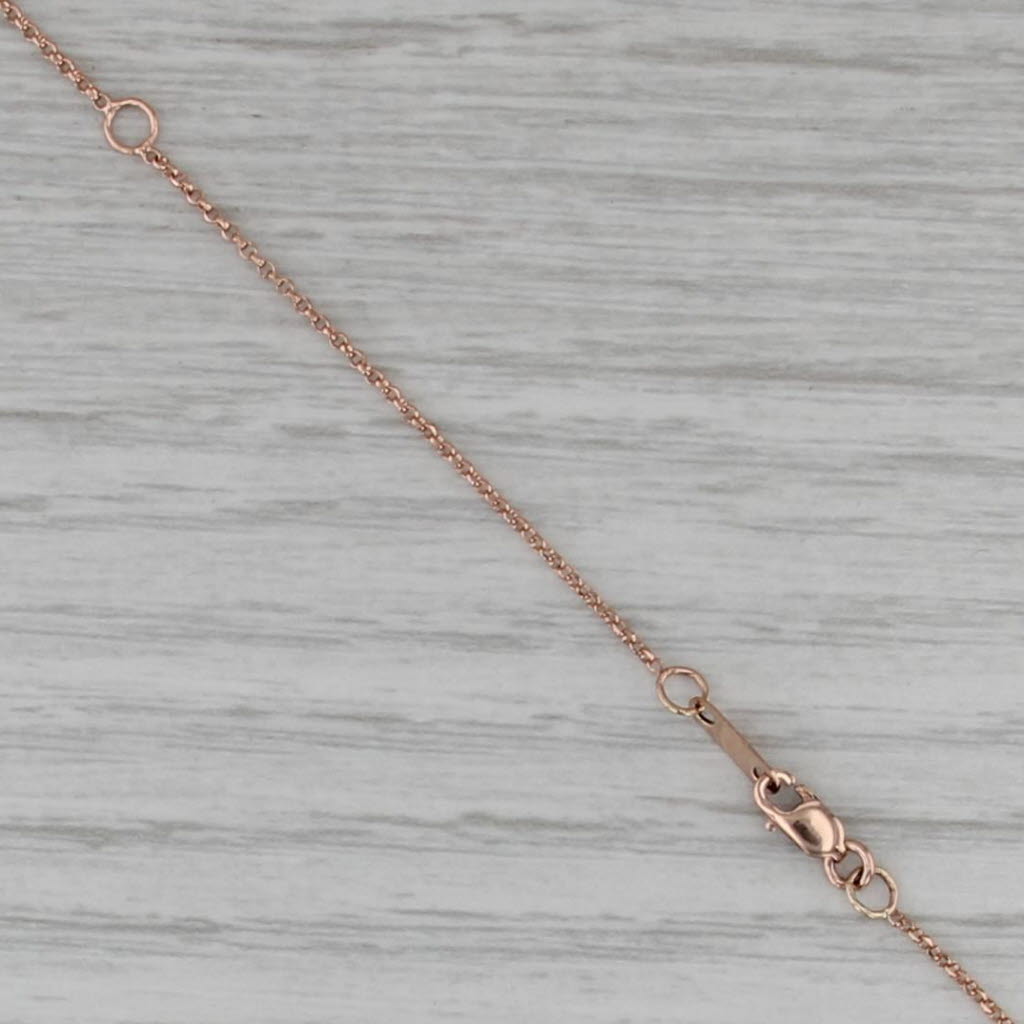 Small Lab Created Opal Pendant 10k Rose Gold 16-18" Cable Chain