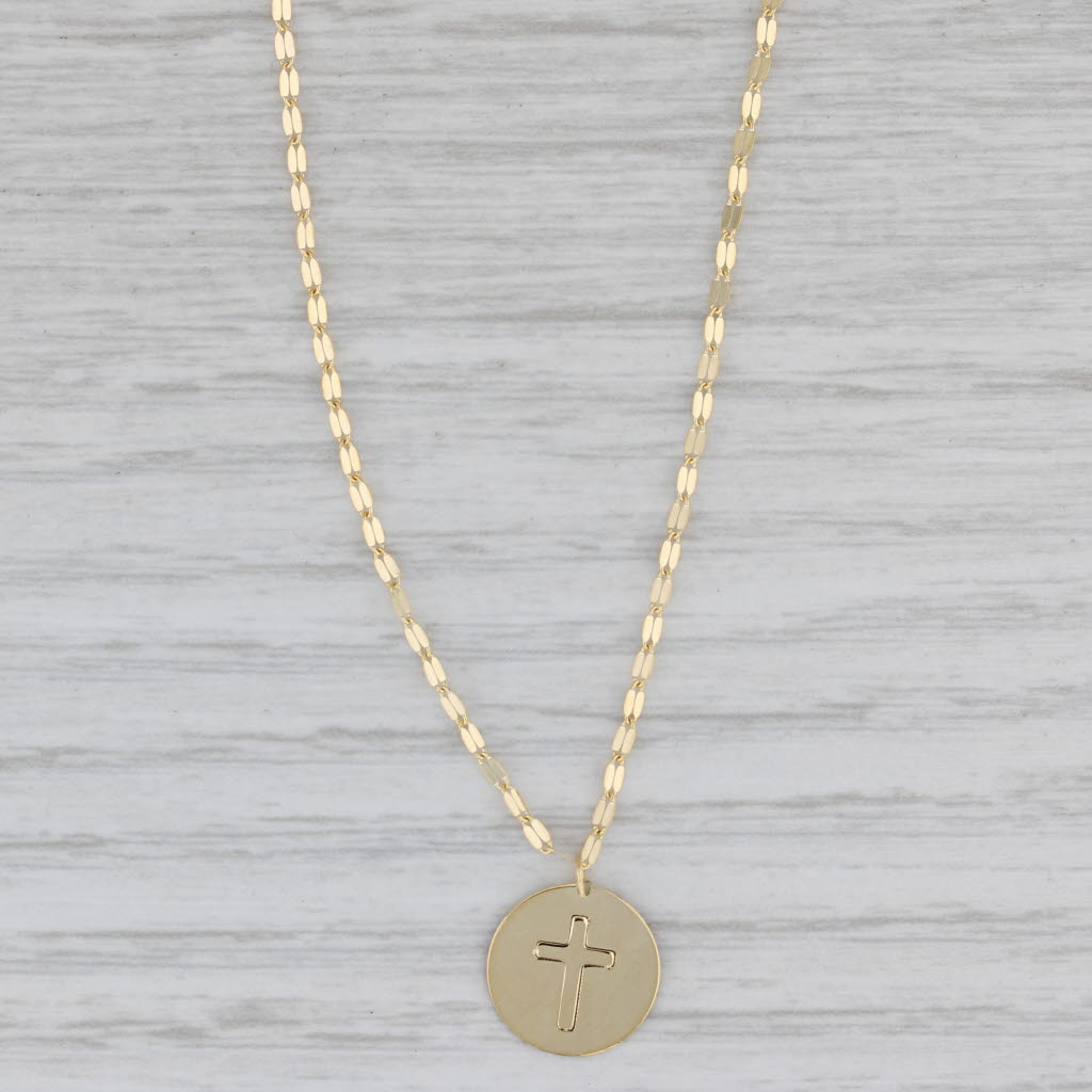 Gray Reversible Cross Token Pendant Necklace 14k Yellow Gold Gucci Chain 18"