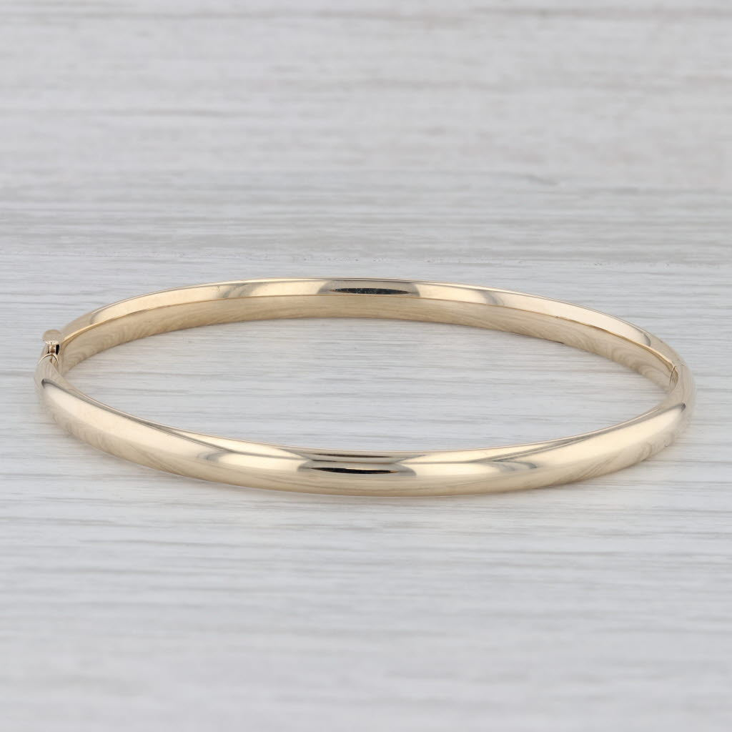 Gray Vintage Oval Bangle Bracelet 14k Yellow Gold 7" 4.7mm Hinged