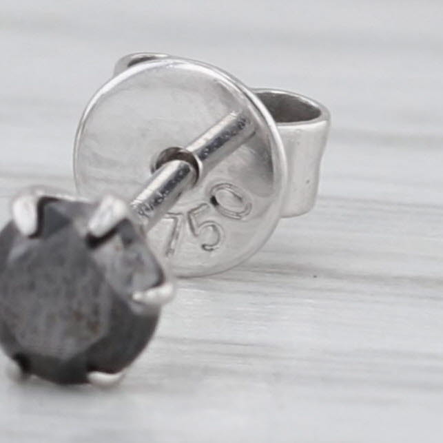 0.30ctw Black Diamond Stud Earrings 18k White Gold Round Solitaire Studs