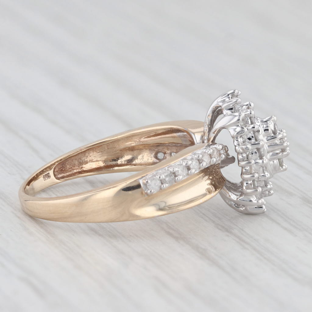 Light Gray 0.50ctw Diamond Cluster Halo Engagement Ring 10k Yellow Gold Size 7.25