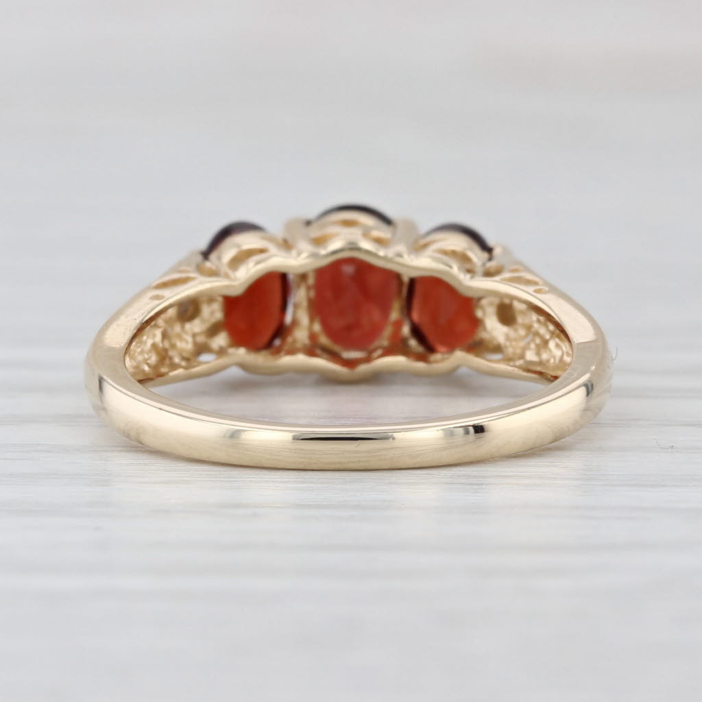 1.74ctw Garnet 3-Stone Diamond Ring 10k Yellow Gold Size 7