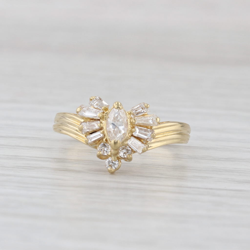 0.44ctw Diamond Marquise Ring 18k Yellow Gold Size 6.25 Engagement
