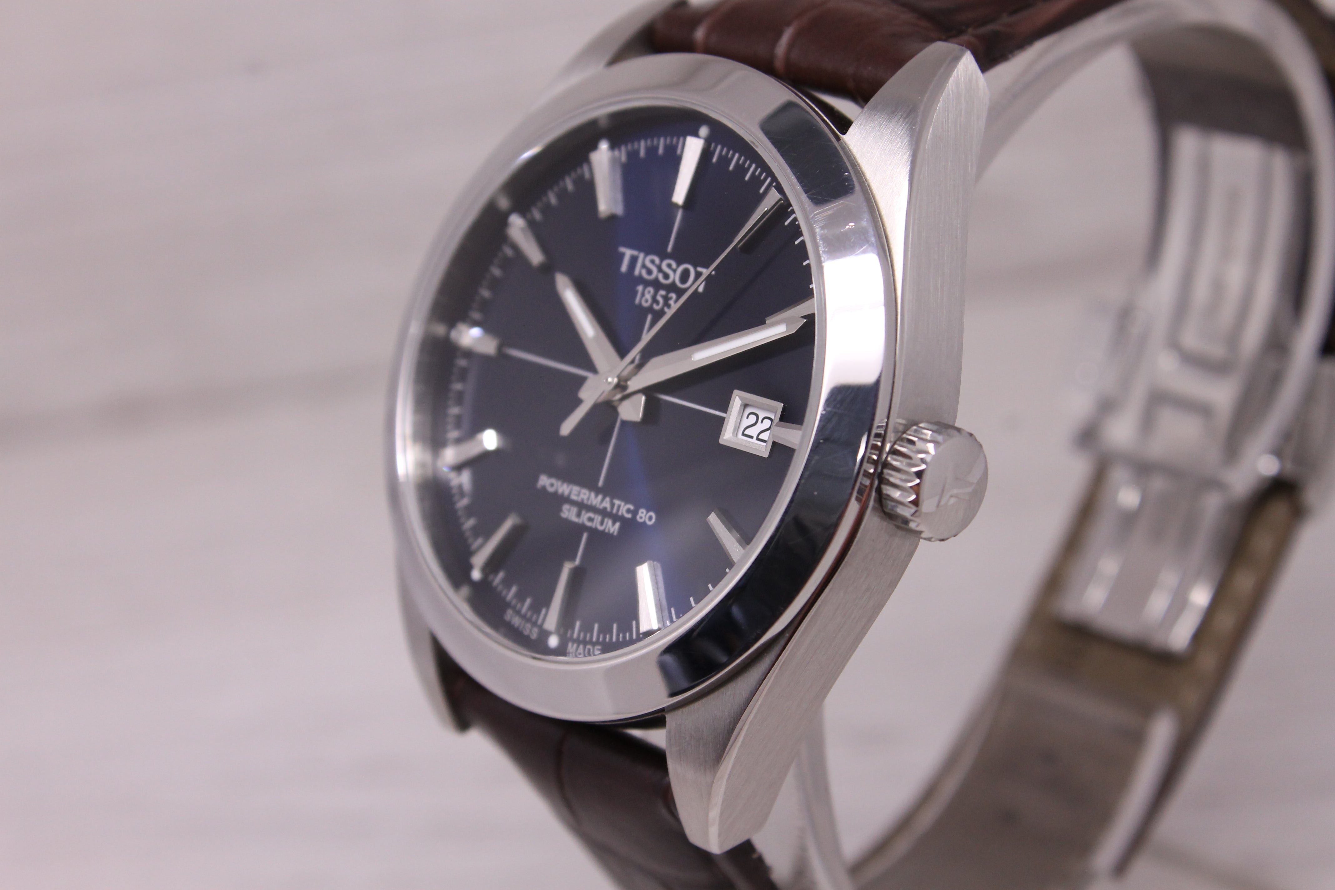 Tissot Powermatic Silicium Mens Automatic Watch 40mm Blue Dial With Box & Cards