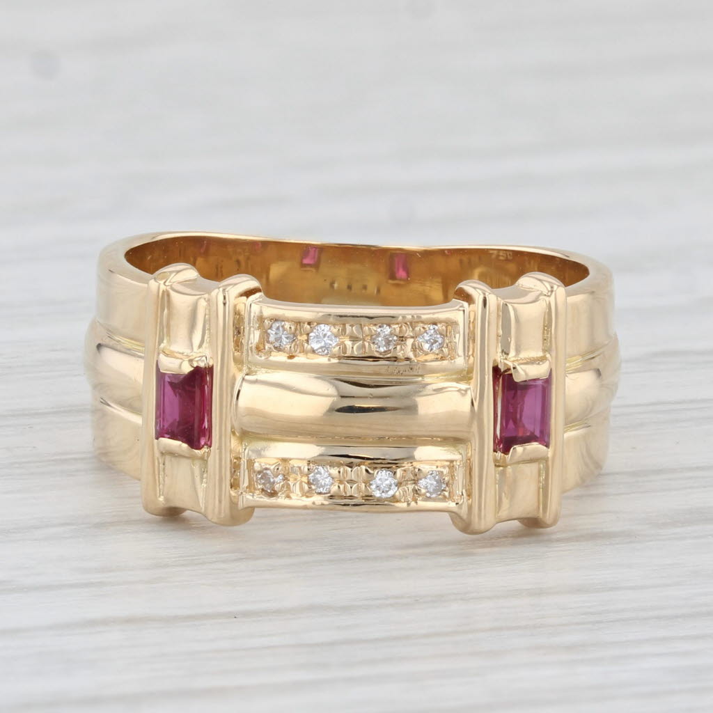 Light Gray Sonia Rykiel 0.24ctw Ruby Diamond Ring 18k Yellow Gold Size 7.25 Wide Band