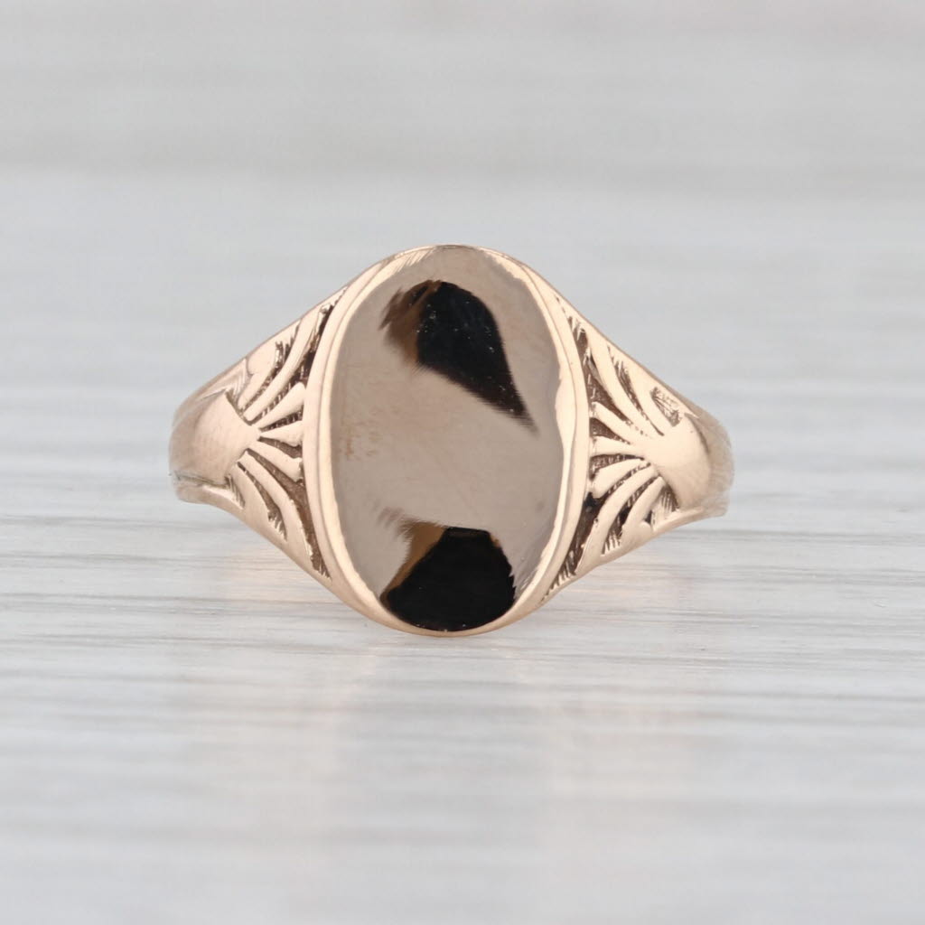 Vintage Engravable Signet Ring 10k Yellow Gold Size 6.25