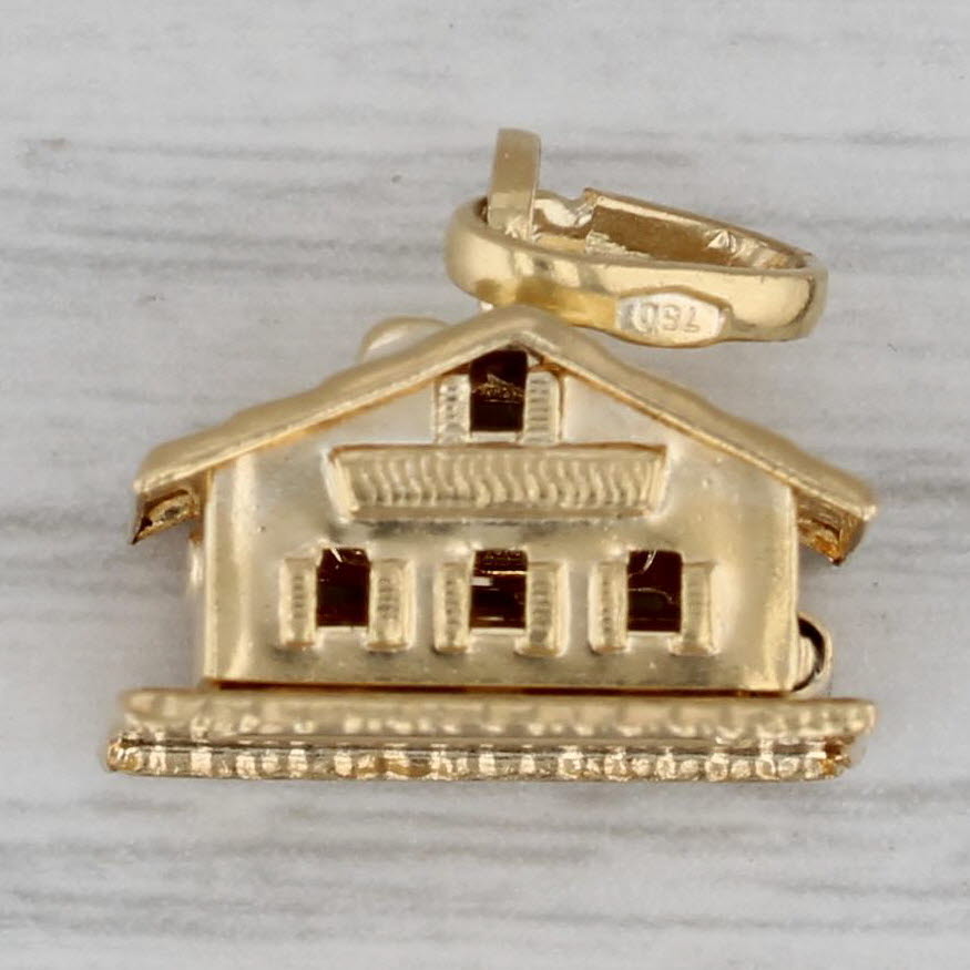 Dark Gray Vintage House Home Charm 18k Gold Opens Hearts Inside Gift Keepsake Pendant