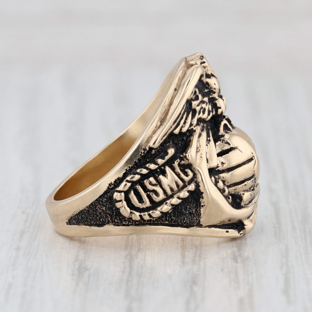 US Marine Corps Signet Ring 10k Yellow Gold Size 8.5 USMC Eagle Anchor Insignia