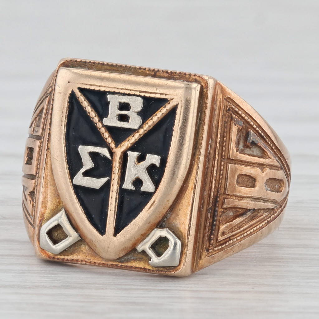 Gray Vintage Beta Sigma Kappa Ring 10k Gold Size 7 Fraternity Honor Society Signet