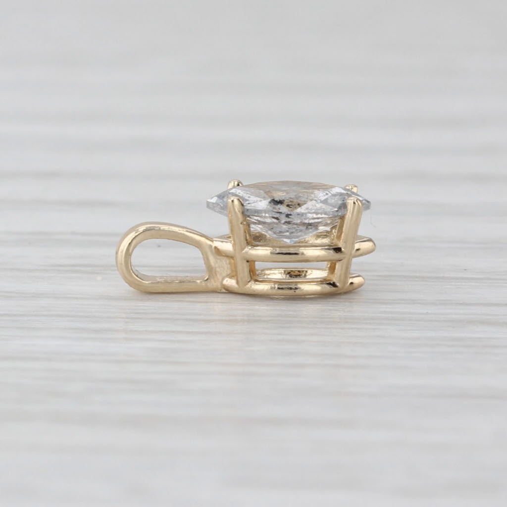New 0.55ct Diamond Marquise Solitaire Pendant 14k Yellow Gold Small Drop