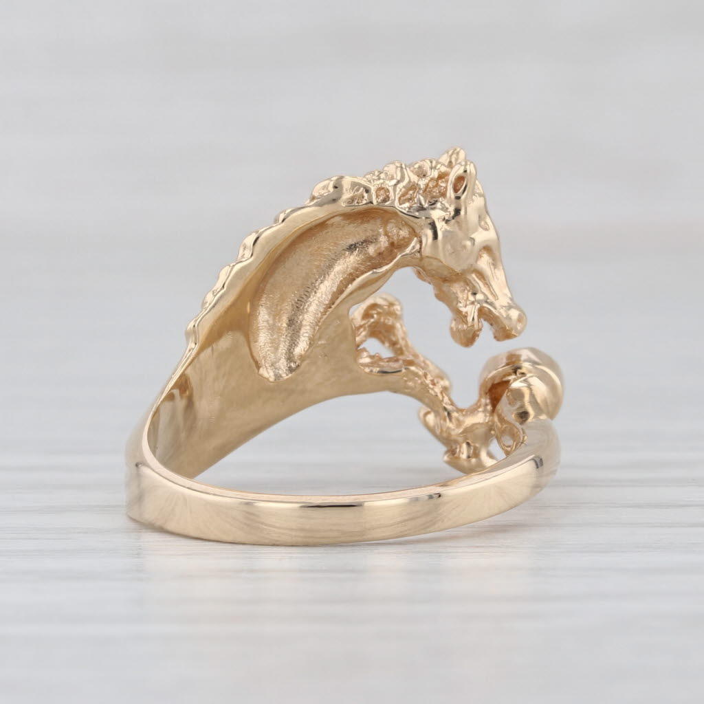 0.11ct Diamond Horse Ring 14k Yellow Gold Size 6.25 Western