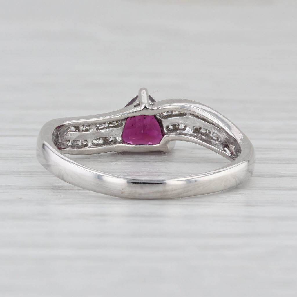 0.99ctw Grape Garnet Diamond Ring 14k White Gold Size 8.75