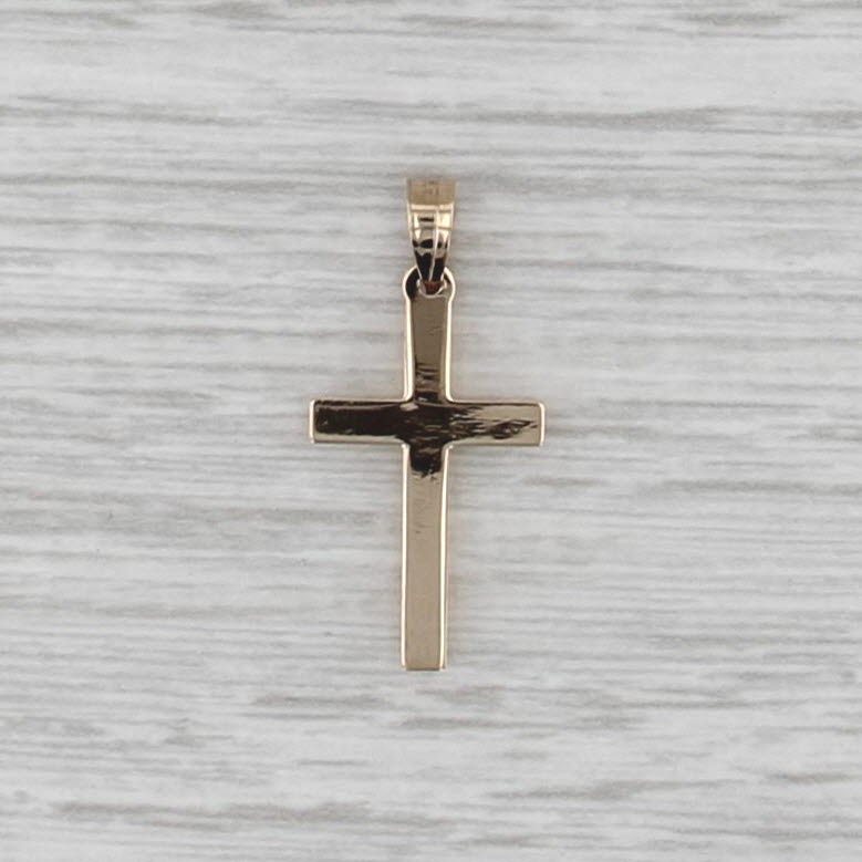 New Small Cross Pendant 14k Yellow Gold Religious Jewelry