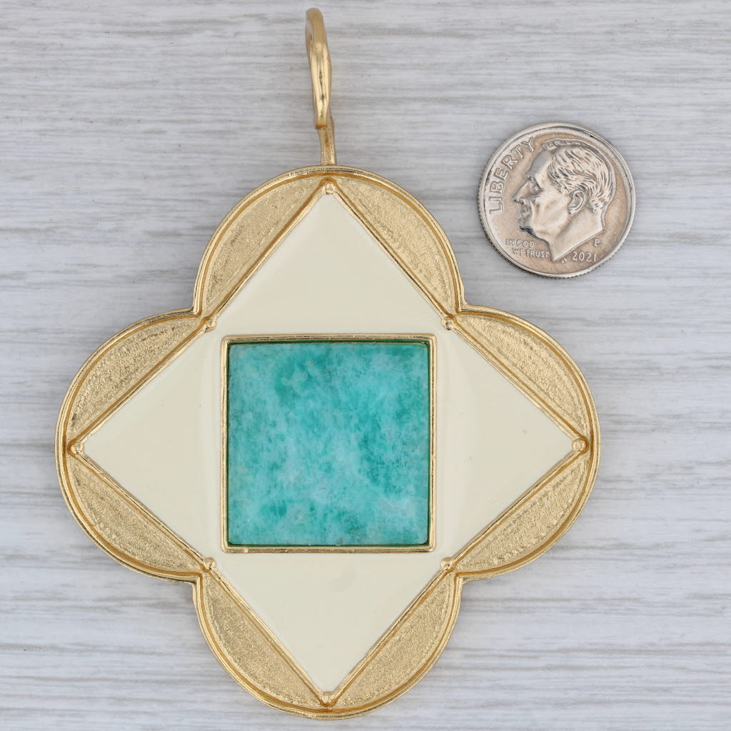 Gray New Stephanie Kantis Statement Pendant Brushed 24k Gold Plated Amazonite