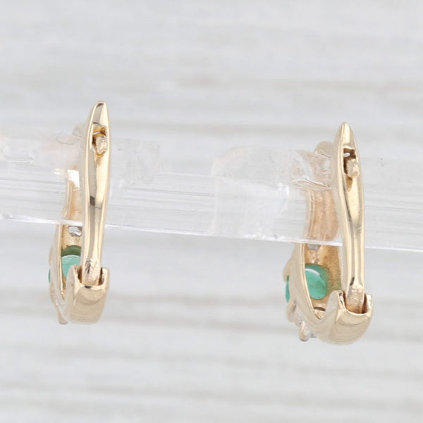 0.34ctw Emerald Diamond Drop Earrings 10k Yellow Gold Lever Backs