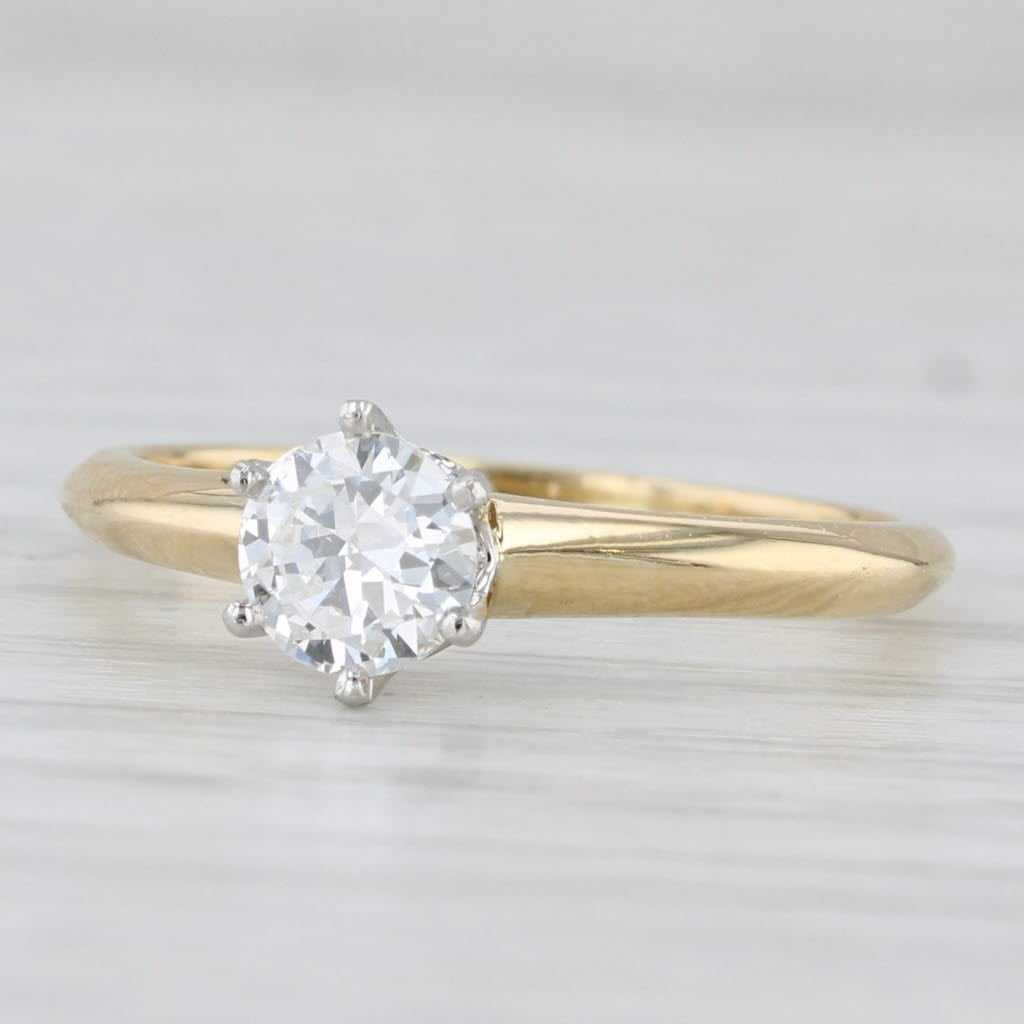 Light Gray Vintage Tiffany 0.41ct Round Solitaire Engagement Ring 18k Gold Sz 5.5 GIA Box