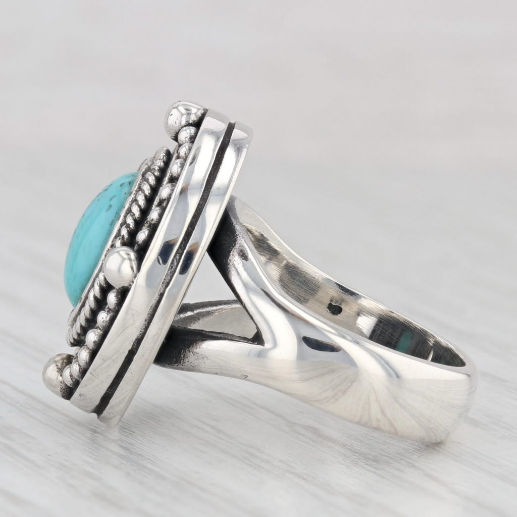 Light Gray Simulated Turquoise Statement Ring Sterling Silver Size 6