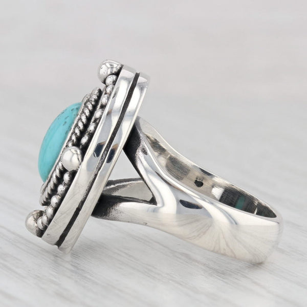 Simulated Turquoise Statement Ring Sterling Silver Size 6