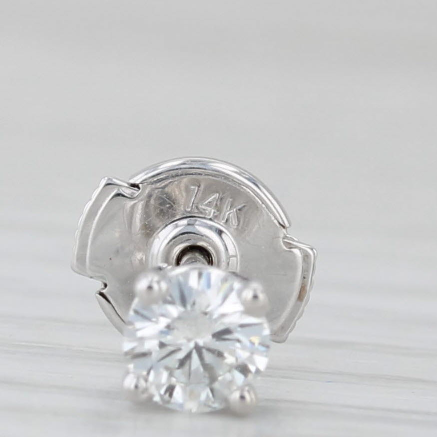 Light Gray 0.50ctw Round Solitaire Diamond Stud Earrings 14k White Gold Clutch Backs