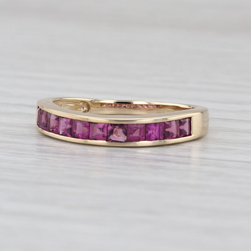 0.64ctw Rhodolite Garnet Ring 10k Yellow Gold Size 8 Stackable Wedding Band
