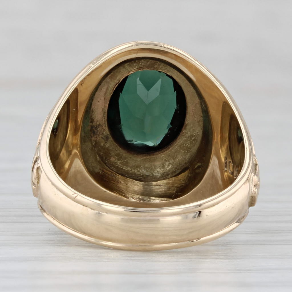 Light Gray St Helena Business High School Class Ring Lab Created Green Spinel 10k Gold