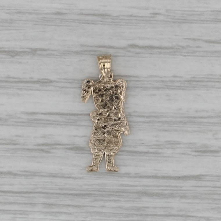 Girl with Baseball Bat Pendant 14k Yellow Gold
