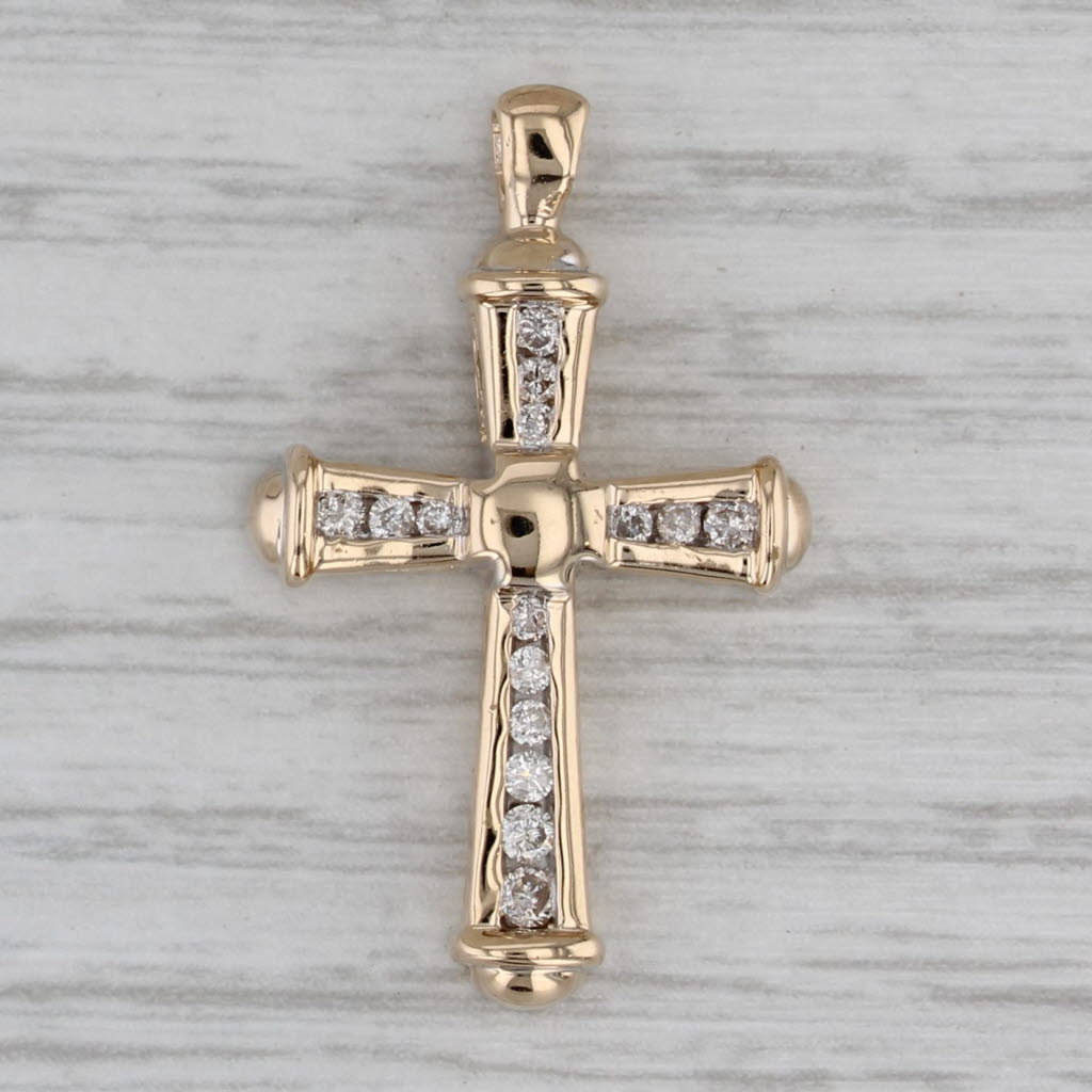 Gray 0.23ctw Diamond Cross Pendant 14k Yellow Gold