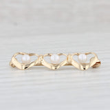 Light Gray Vintage Cultured Pearl Hearts Bar Pin 14k Yellow Gold
