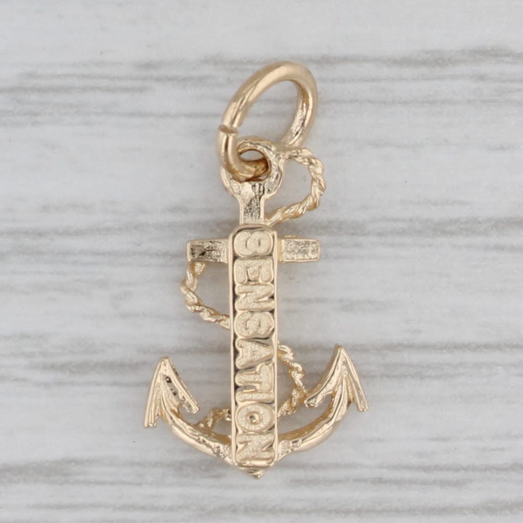 Gray Sensation Cruise Line Anchor Souvenir Pendant 14k Yellow Gold Charm