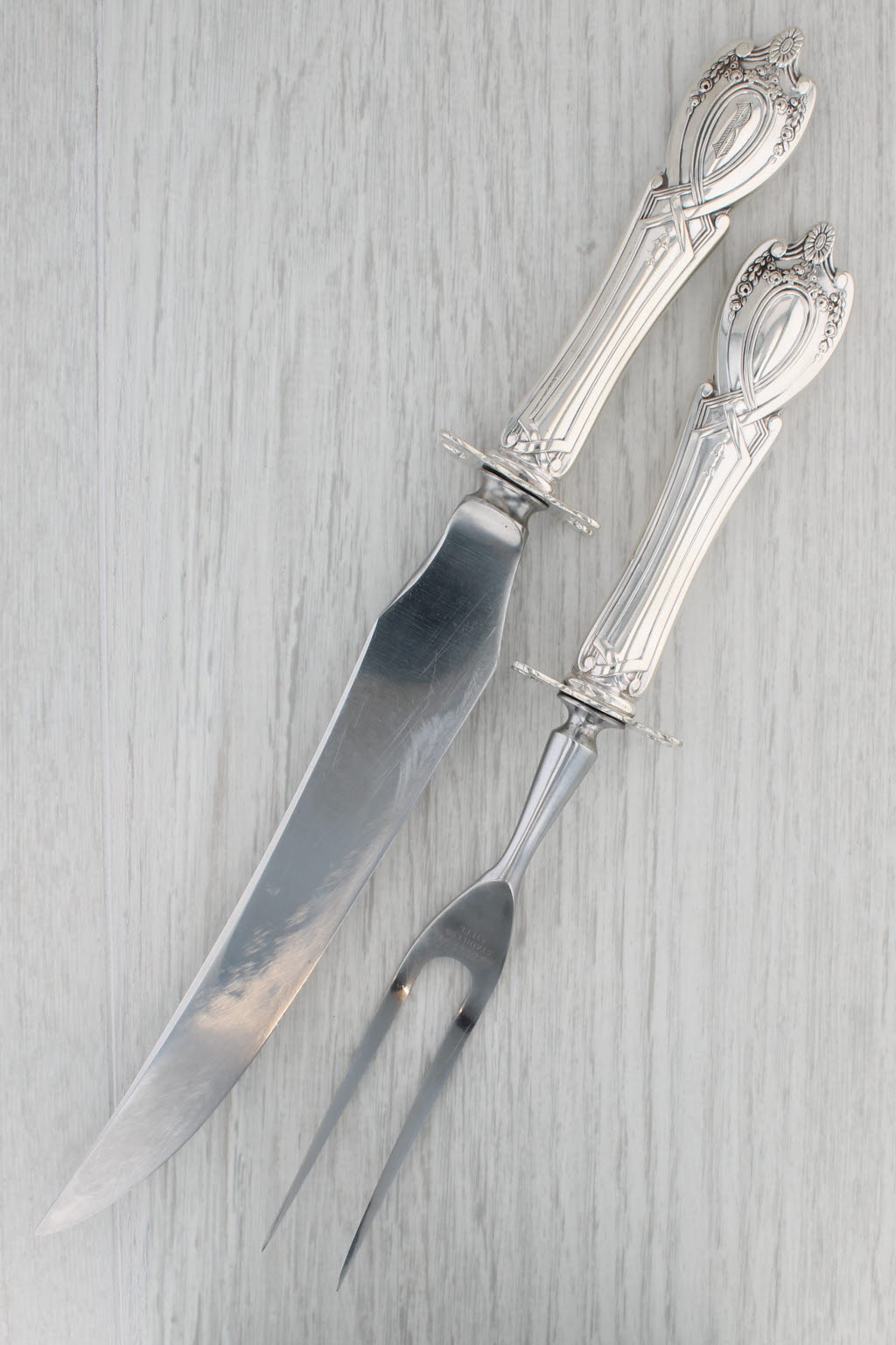 Gray Lunt Treasure Monticello Carving Set Sterling Silver Fork Carving Knife Monogram