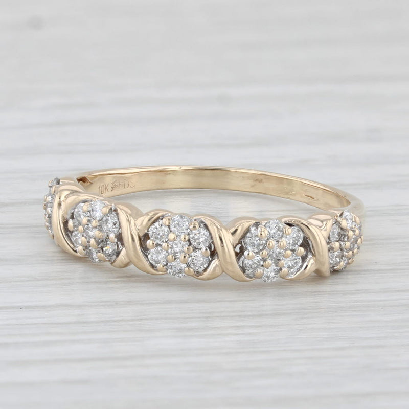 Light Gray 0.50ctw Diamond Clusters Ring 10k Yellow Gold Size 10.25 Wedding Anniversary