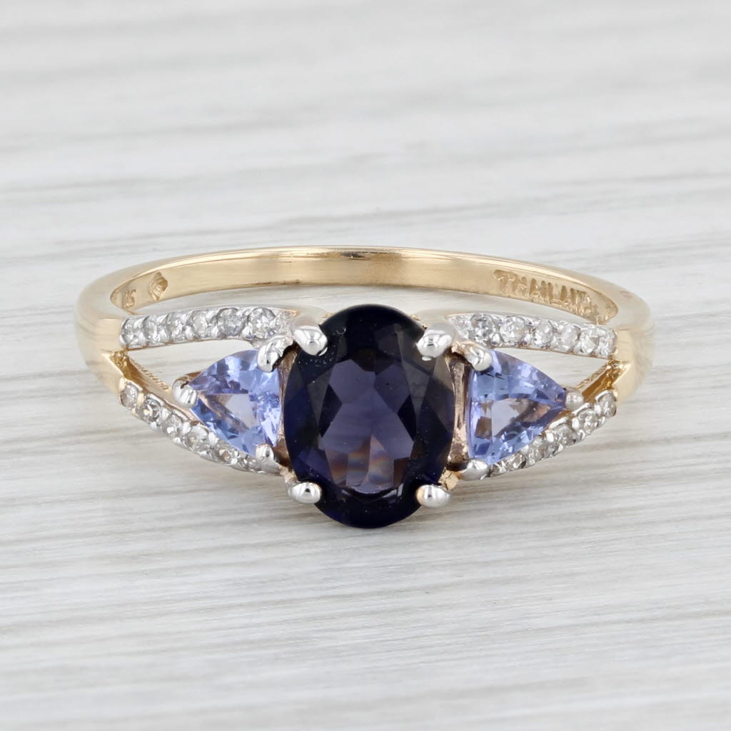 Light Gray 1.60ctw Iolite Tanzanite Diamond Ring 10k Yellow Gold Size 8.25