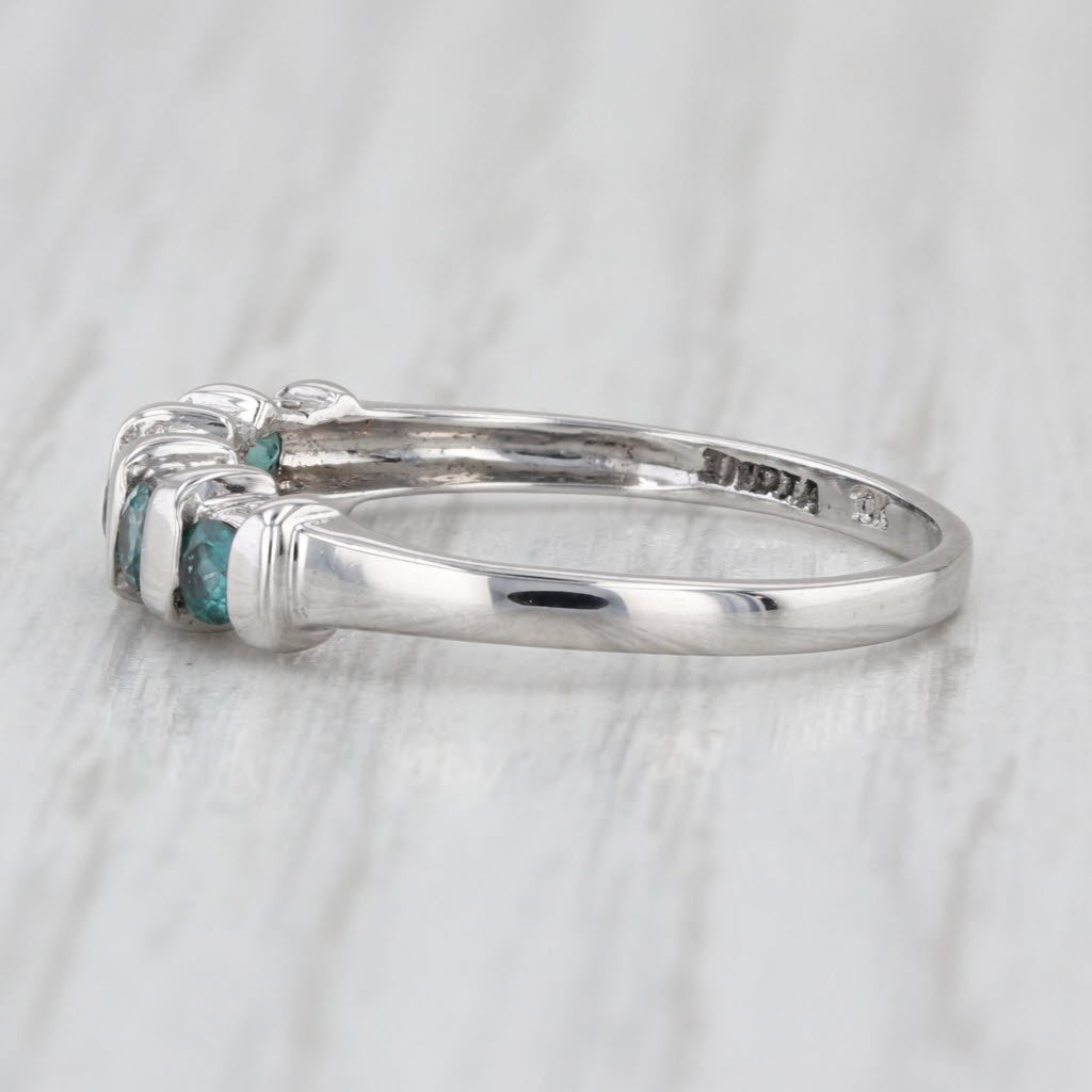 0.30ctw Blue Green Alexandrite Ring 14k White Gold Size 7 Stackable Wedding Band