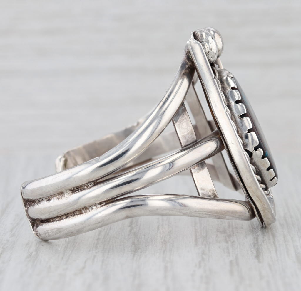 Turquoise Chrysocola Native American Cuff Bracelet Sterling Silver Mixed Mineral