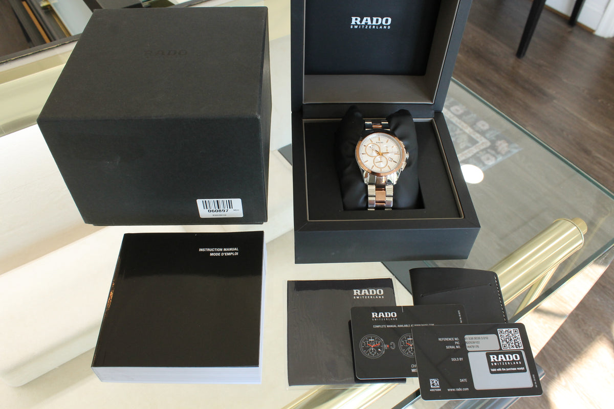 Rado Hyperchrome Rose & Steel 41mm Mens Quartz Chronograph R32039102 w Box Card