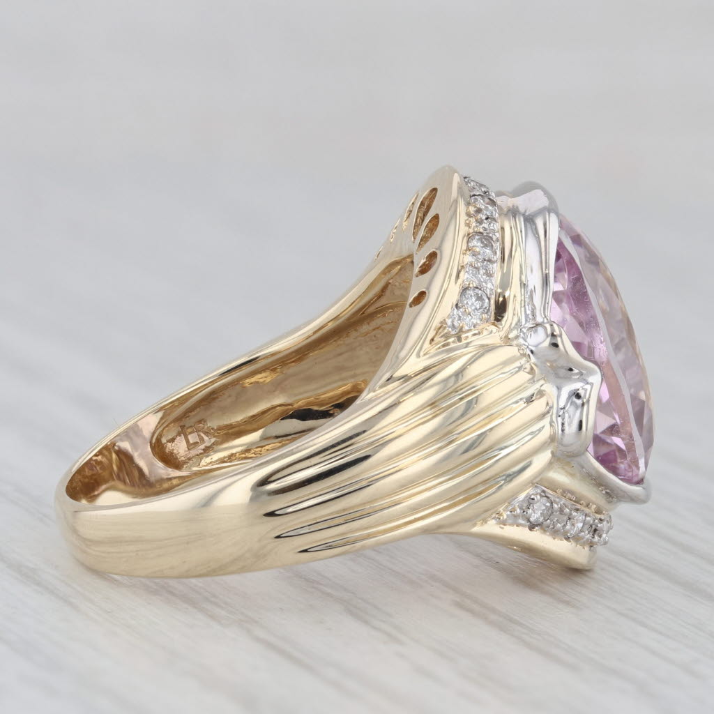 Gray 11.37ctw Kunzite Portuguese Cut Oval 14k Yellow Gold Ring Size 8.75