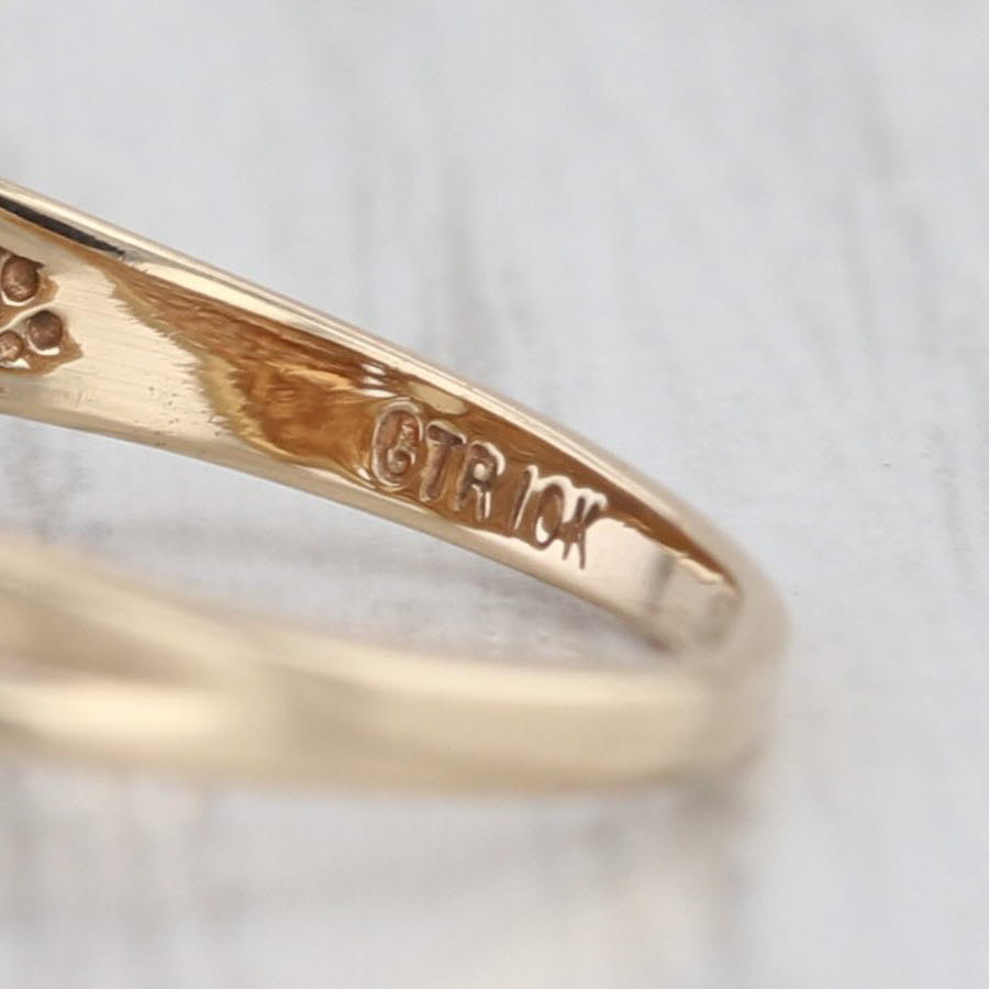 Oval Opal Cabochon Diamond Halo Ring 10k Yellow Gold Size 7