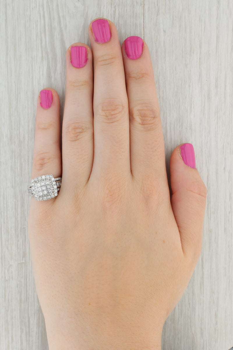Tan 2ctw Princess Diamond Halo Engagement Ring 14k White Gold Size 7