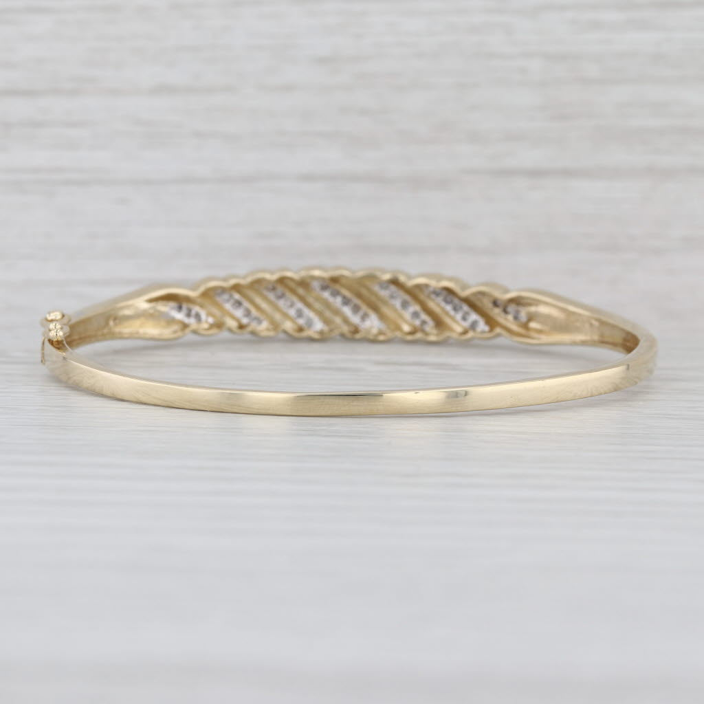 0.20ctw Diamond Scalloped Bangle Bracelet 10k Yellow Gold 7" Hinged