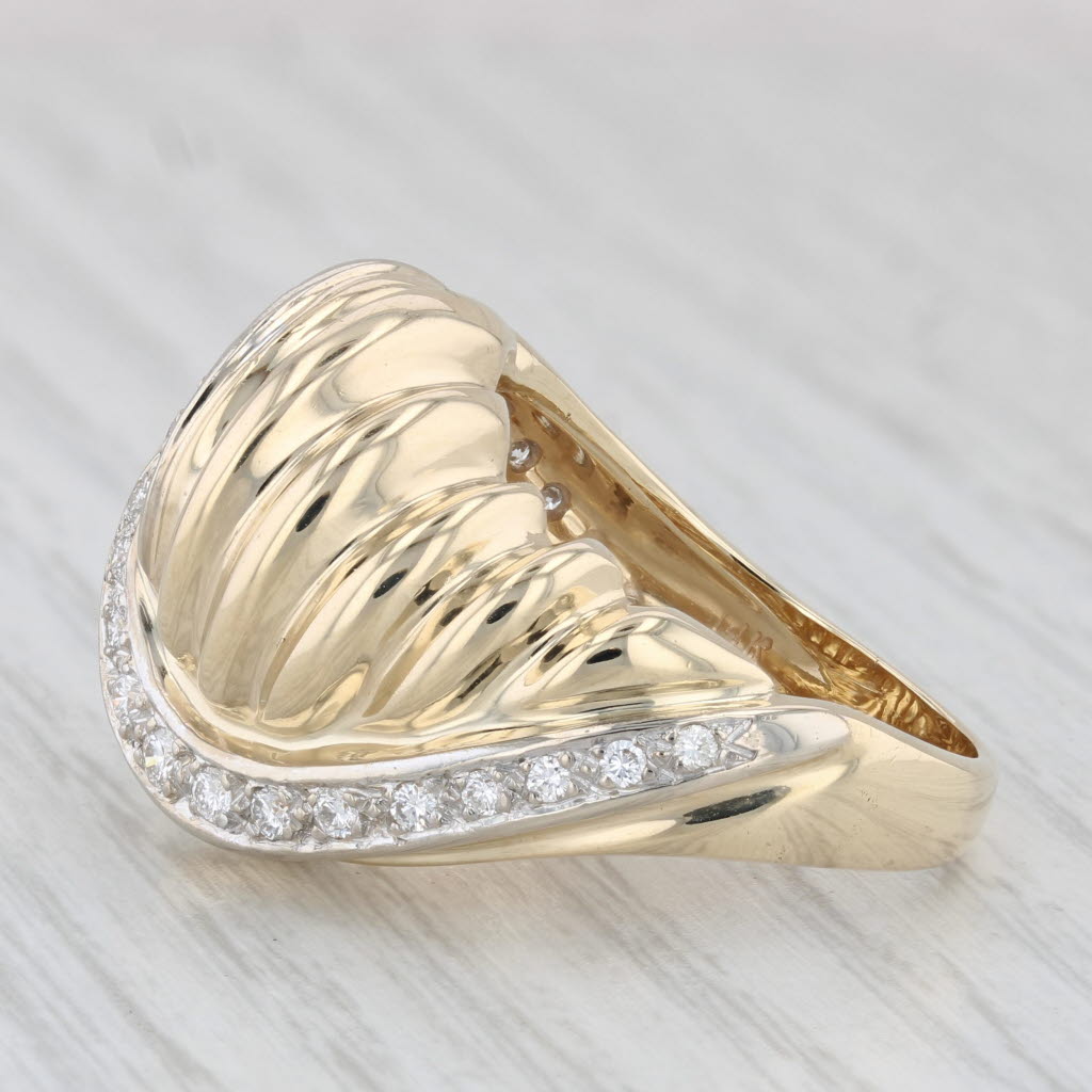 Light Gray 0.40ctw Diamond Scalloped Knot Ring 14k Yellow Gold Size 8.5 Cocktail