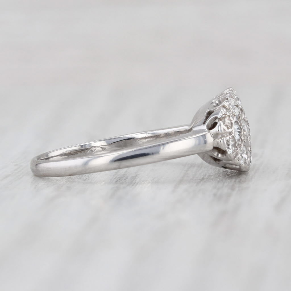 0.65ctw Diamond Cluster Princess Ring 14k White Gold Size 7