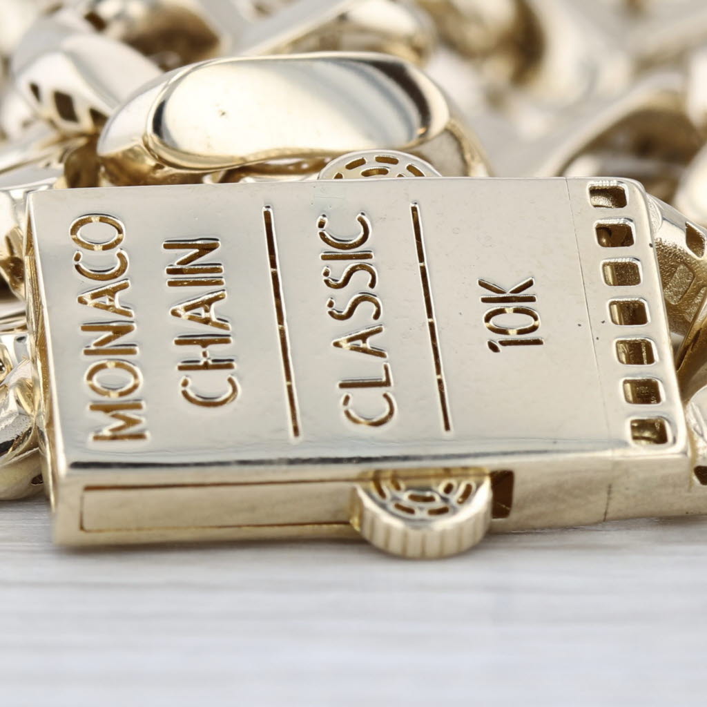 Classic Monaco Curb Cuban Chain Necklace 10k Yellow Gold 19.5" 13mm