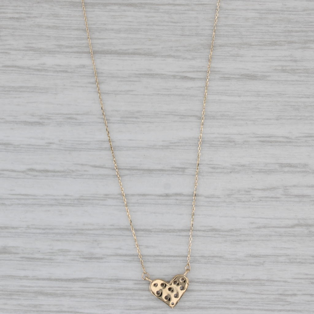 Gray 0.18ctw Cubic Zirconia Heart Pendant Necklace 14k Yellow Gold 16" 18"