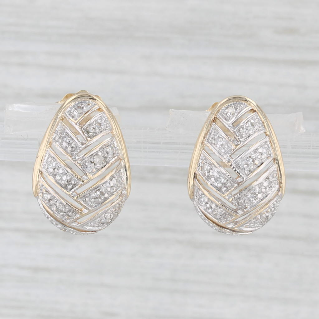 Light Gray 0.10ctw Diamond Teardrop Earrings 14k Gold