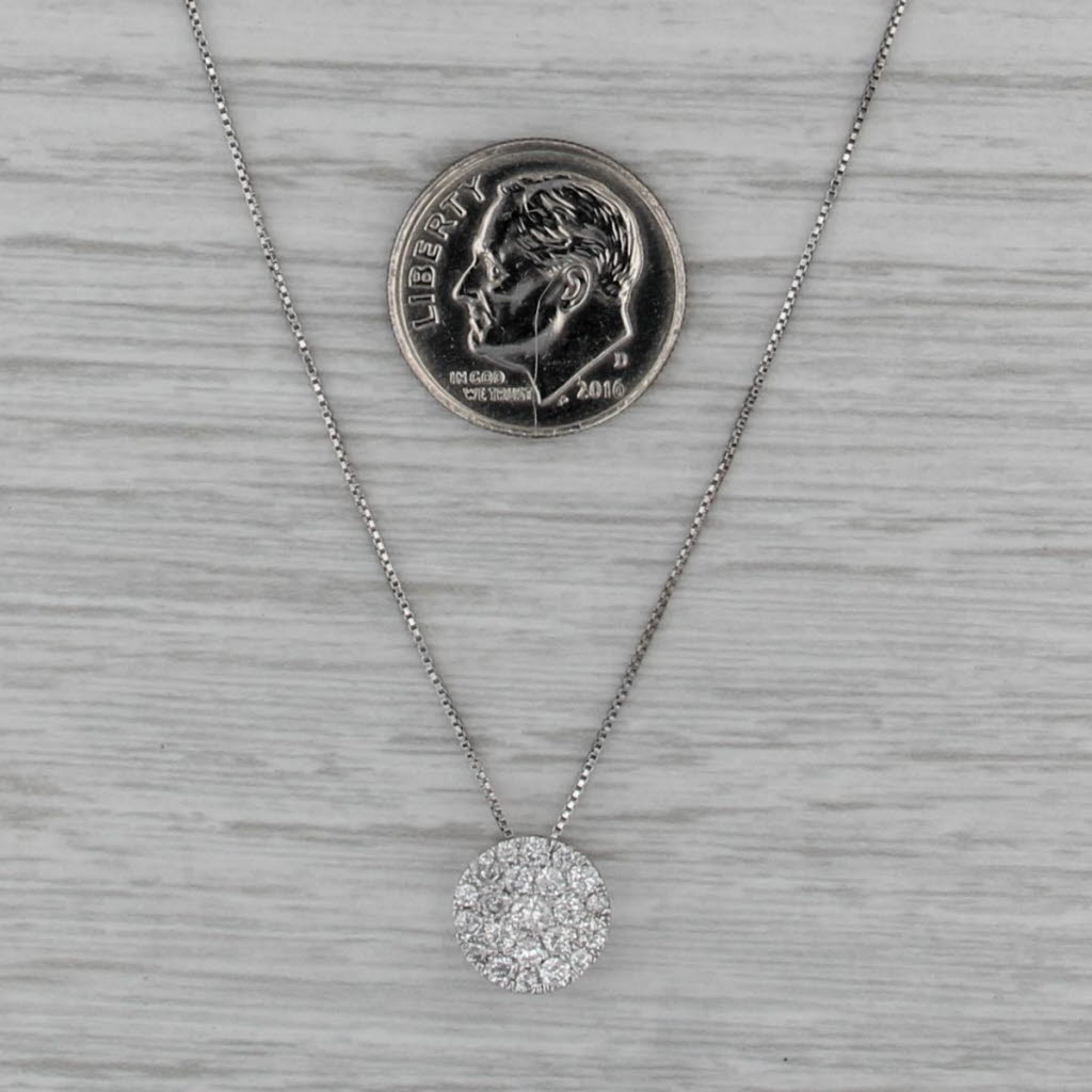 0.65ctw Diamond Cluster Pendant Necklace 10k White Gold 18.75" Box Chain