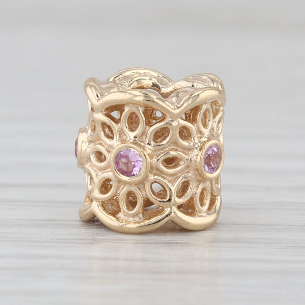 Authentic Pandora Golden Radiance Pink Sapphire Charm 14k Gold 750803PSA Bead